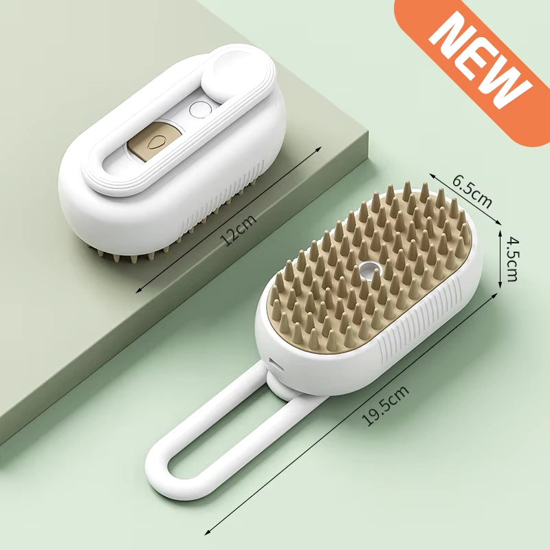 Cat Dog Pet Spray Massage Brush 3 in 1 One Button Steam Spray Folding Rotatable Floating Hair Bath Hair Removal Brush Comb